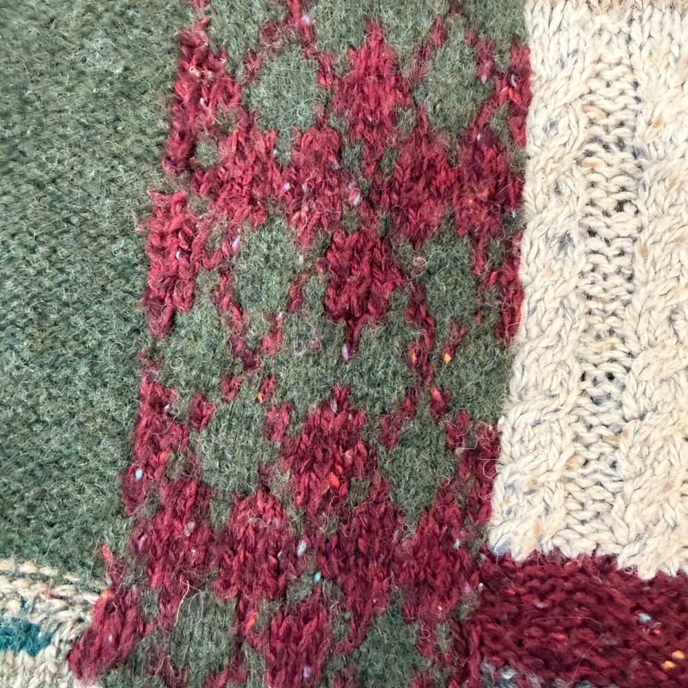 American Eagle Patchwork Handknit Sweater Sml Chu… - image 5